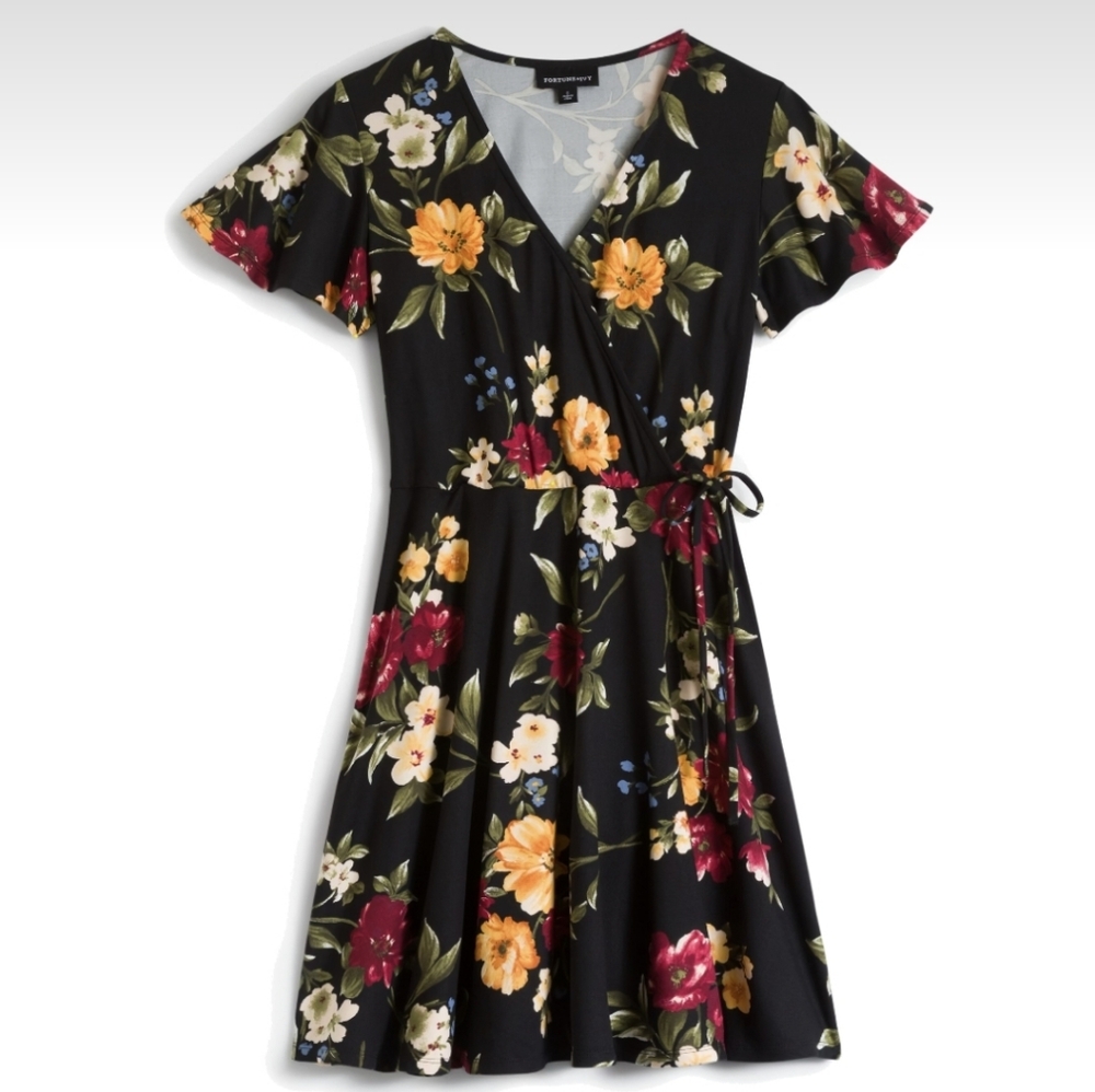 Fortune + Ivy Floral Wrap Dress